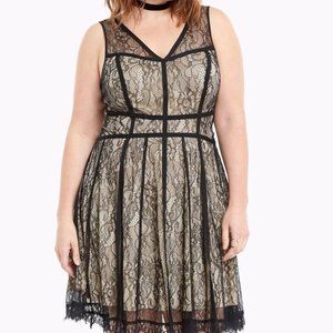 Torrid Black / Gold Lace Cocktail Dress